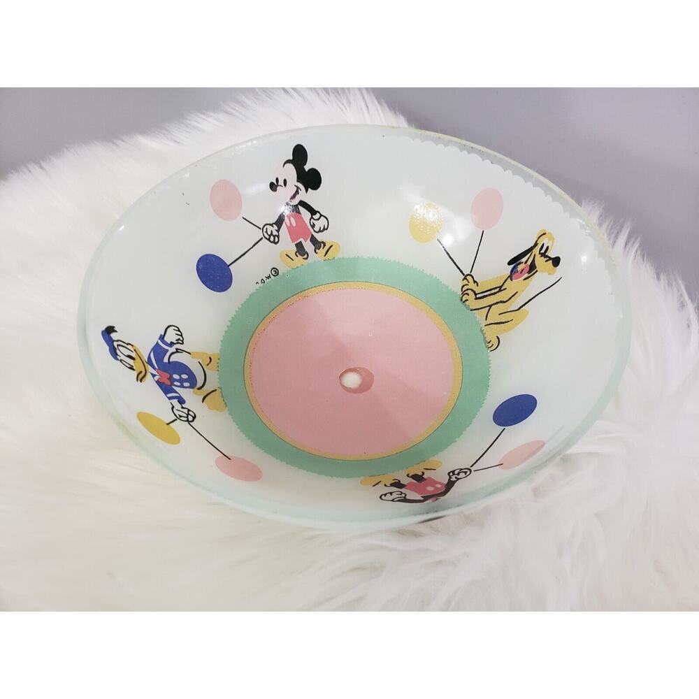 Vintage Disney Glass Ceiling Light Cover Shade Donald Duck Pluto Nursery MCM